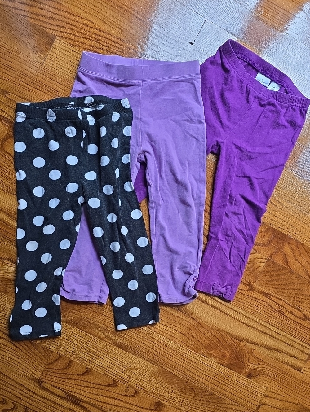 jumping beans Girls 3-Pack Black Polka Dot, Lavender & Purple Leggings
